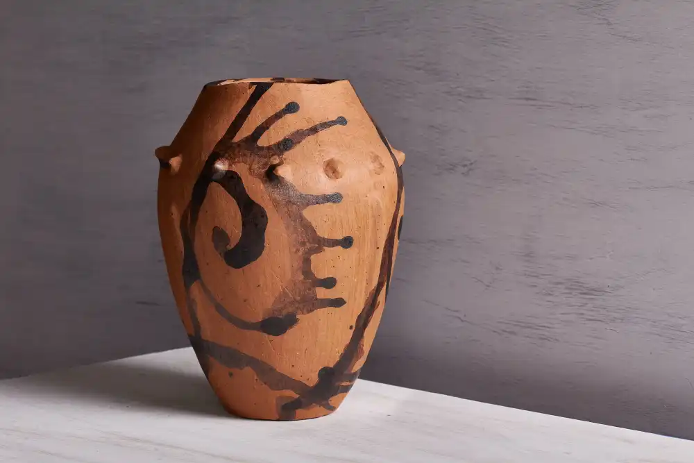 Barro chorreado vase side view