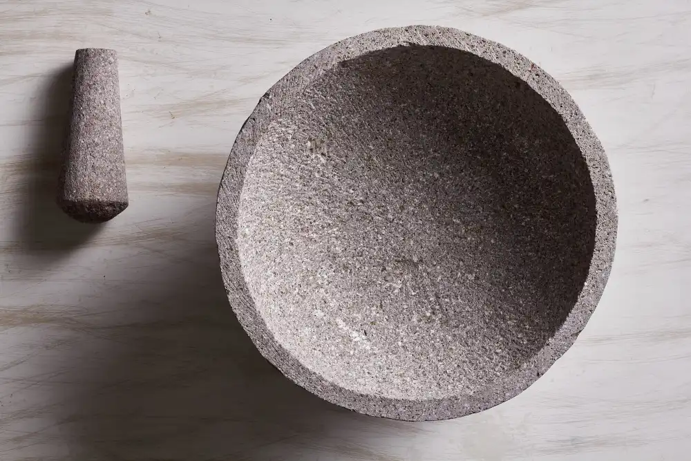 Piedra morada molcajete top view